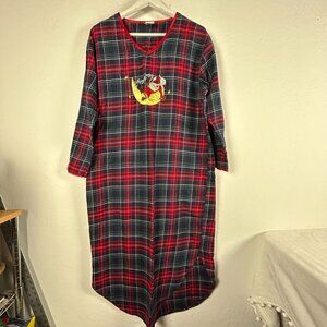 Vintage 90s Warner Bros. Studio Store Tasmanian Devil Taz Plaid Nightgown Medium